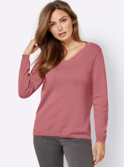 V-Ausschnitt-Pullover mit Biesen vorne