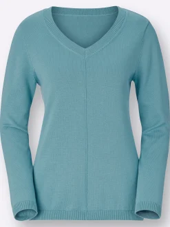 V-Ausschnitt-Pullover mit Biesen vorne