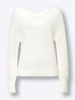 V-Ausschnitt-Pullover mit überschnittener Schulter