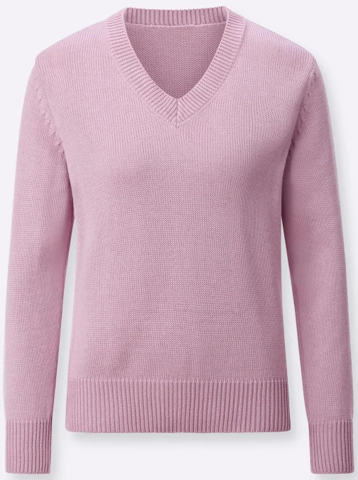 V-Ausschnitt-Pullover mit Baumwolle