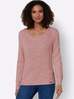 V-Ausschnitt-Pullover mit Ripp-Struktur