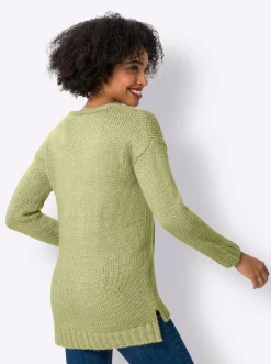V-Ausschnitt-Pullover mit Seitenschlitzen
