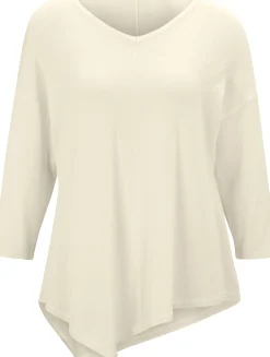 V-Ausschnitt-Pullover mit spitz zulaufendem Saum