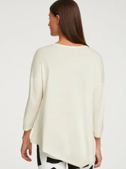 V-Ausschnitt-Pullover mit spitz zulaufendem Saum