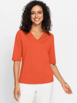V-Shirt mit V-Ausschnitt, pflegeleicht