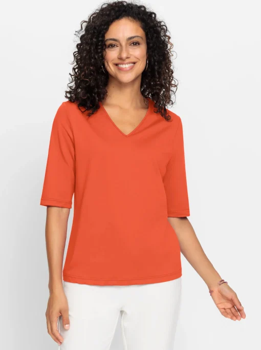 V-Shirt mit V-Ausschnitt, pflegeleicht