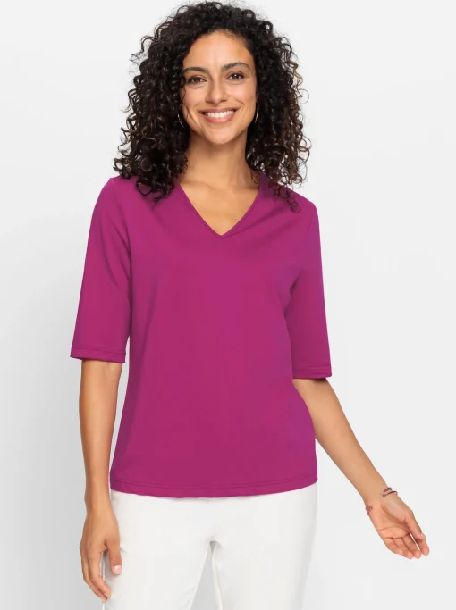 V-Shirt mit V-Ausschnitt, pflegeleicht