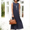 Webkleid mit Leinen-Anteil