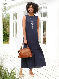 Webkleid mit Leinen-Anteil