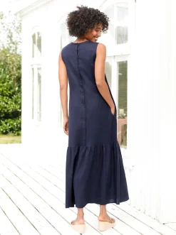 Webkleid mit Leinen-Anteil