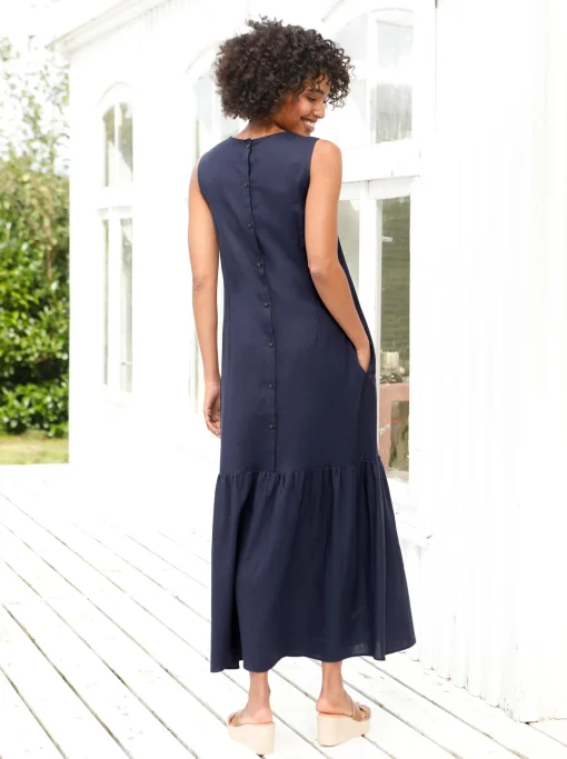 Webkleid mit Leinen-Anteil