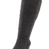 Weitschaftstiefel aus Velours-Lederimitat