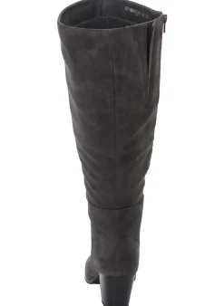 Weitschaftstiefel aus Velours-Lederimitat