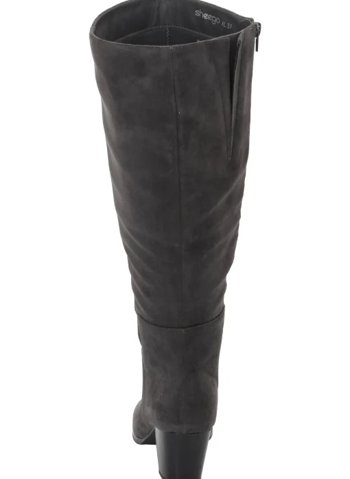 Weitschaftstiefel aus Velours-Lederimitat
