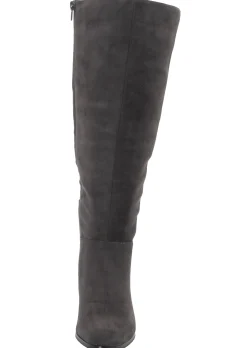 Weitschaftstiefel aus Velours-Lederimitat