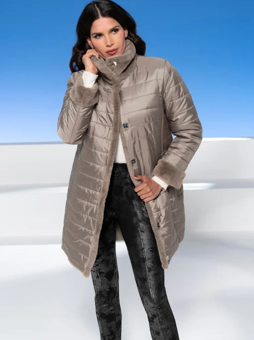 Wendejacke aus Stepp und Pelz-Imitat