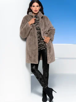 Wendejacke aus Stepp und Pelz-Imitat