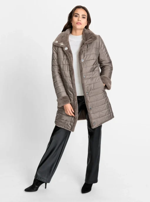 Wendejacke aus Stepp und Pelz-Imitat