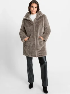 Wendejacke aus Stepp und Pelz-Imitat
