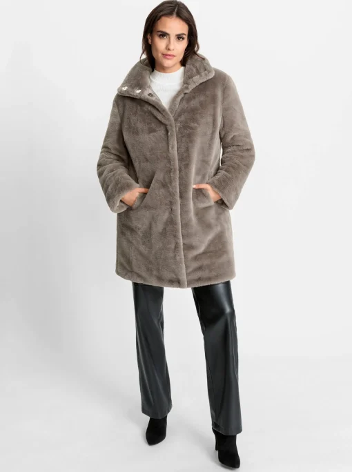 Wendejacke aus Stepp und Pelz-Imitat
