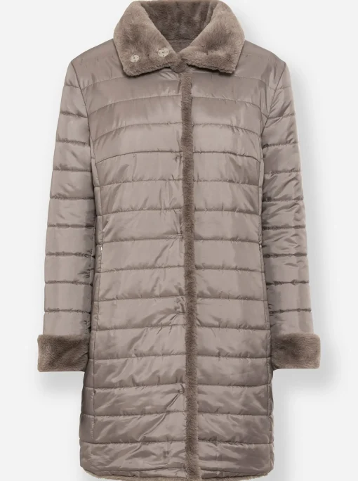 Wendejacke aus Stepp und Pelz-Imitat